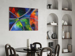 Color Circles glass print enhancing a hallway with cinematic drama