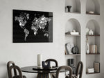 Music Map glass print enhancing a man's office with cinematic drama