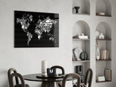 Music Map glass print enhancing a man's office with cinematic drama