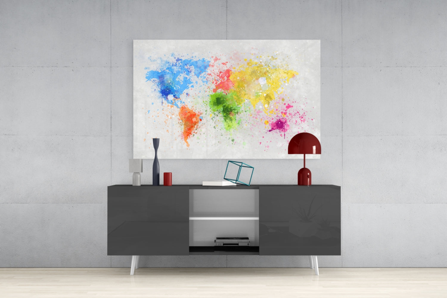 Map of Colors Glass Wall Art.