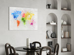 Watercolor Map glass print enhancing a living room with editorial drama