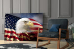 American Eagle artwork anchoring a wall with bold patriotic palette