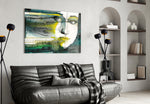 Emerald Portrait panel adding editorial mood to a hallway