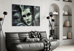 Venetian Masks panel adding editorial mood to a hallway