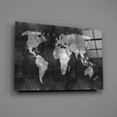 Chalkboard Map close-up showing chalked continents on slate grid