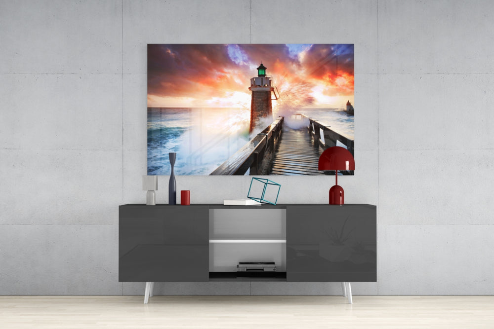 Lighthouse Glass Wall Art.