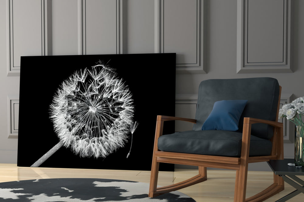 Dandelion Wish artwork anchoring a wall with serene minimalist palette