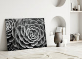 Silver Succulent glass wall art styled above a console in a bathroom