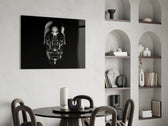 Black Skull glass print enhancing a gaming room with cinematic drama