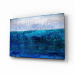 Abstract-seascape panel bringing serene drama to a contemporary living space