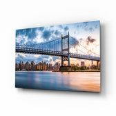 Long-exposure-skyline panel bringing urban drama to a contemporary lounge