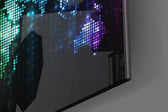 Neon Pixel Map panel catching low light to reveal its tactile dot