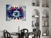 Glitch Eye glass print enhancing a teen room with cinematic drama