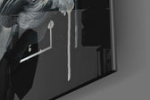 Emerald Poseidon panel catching brass-light to reveal its tactile carve