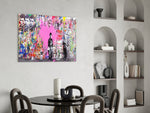 Cinema Pop glass print enhancing a gaming room with cinematic drama