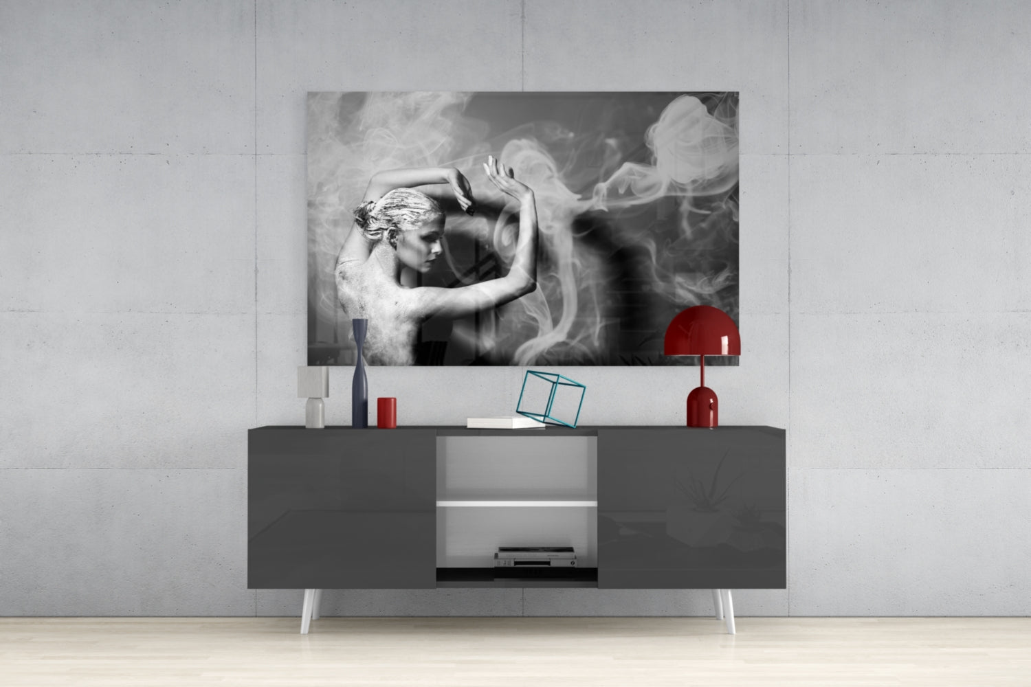 Smoke Dance Glass Wall Art.