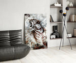 Grunge Tiger glass print enhancing a gaming room with cinematic drama