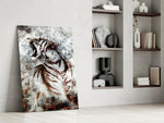 Grunge Tiger artwork anchoring a wall with bold wildlife palette