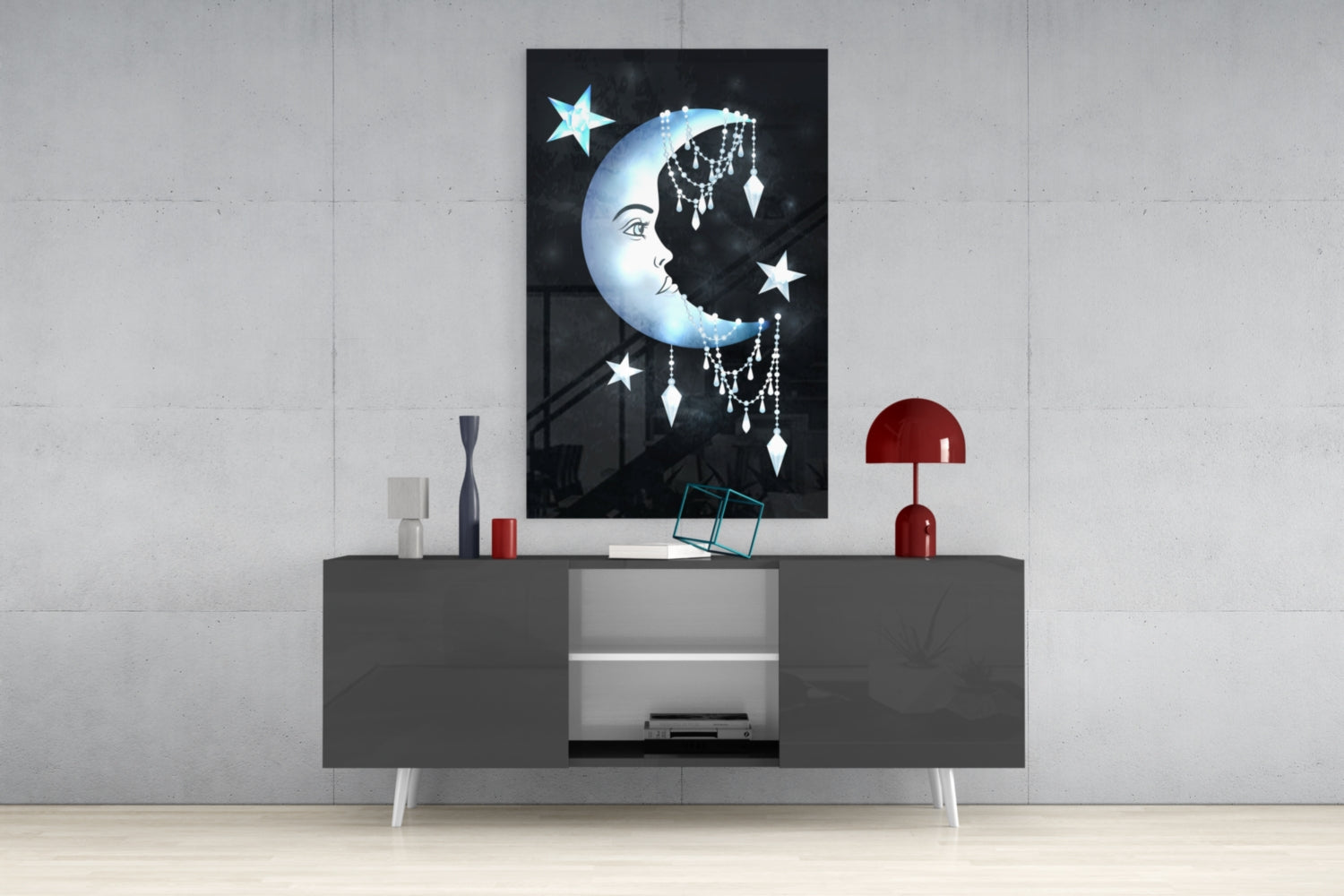 Moon Star Glass Wall Art.
