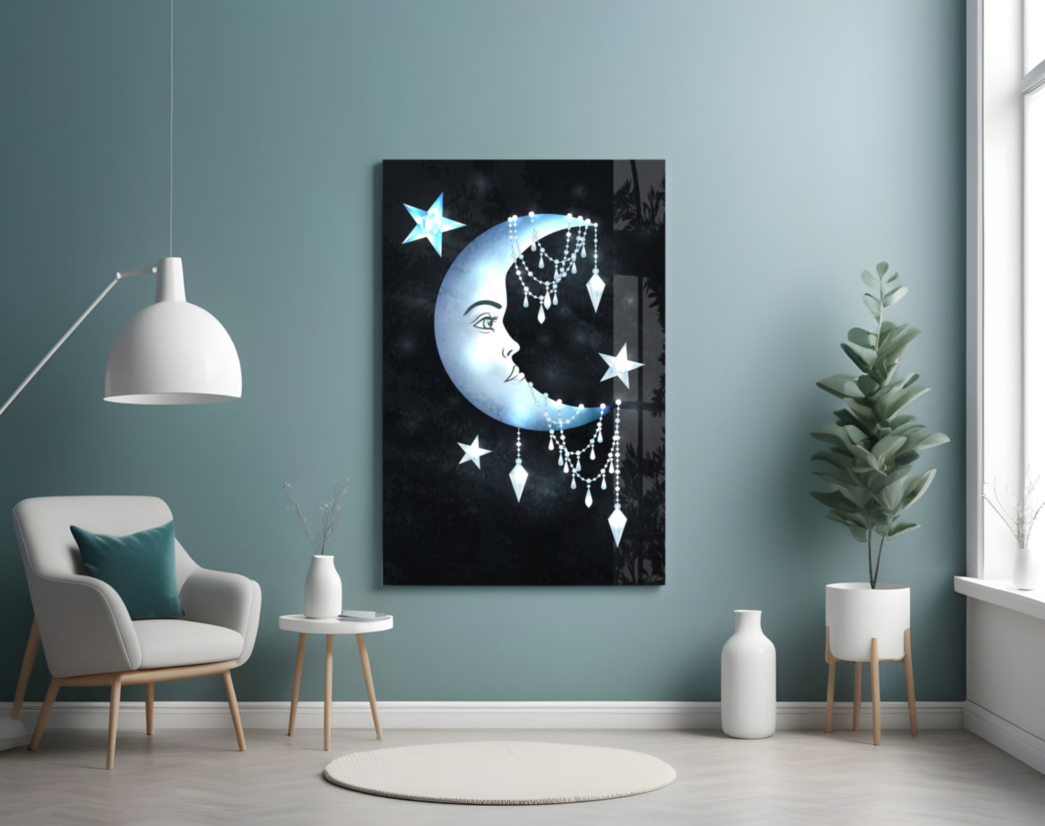 Moon Star Glass Wall Art.