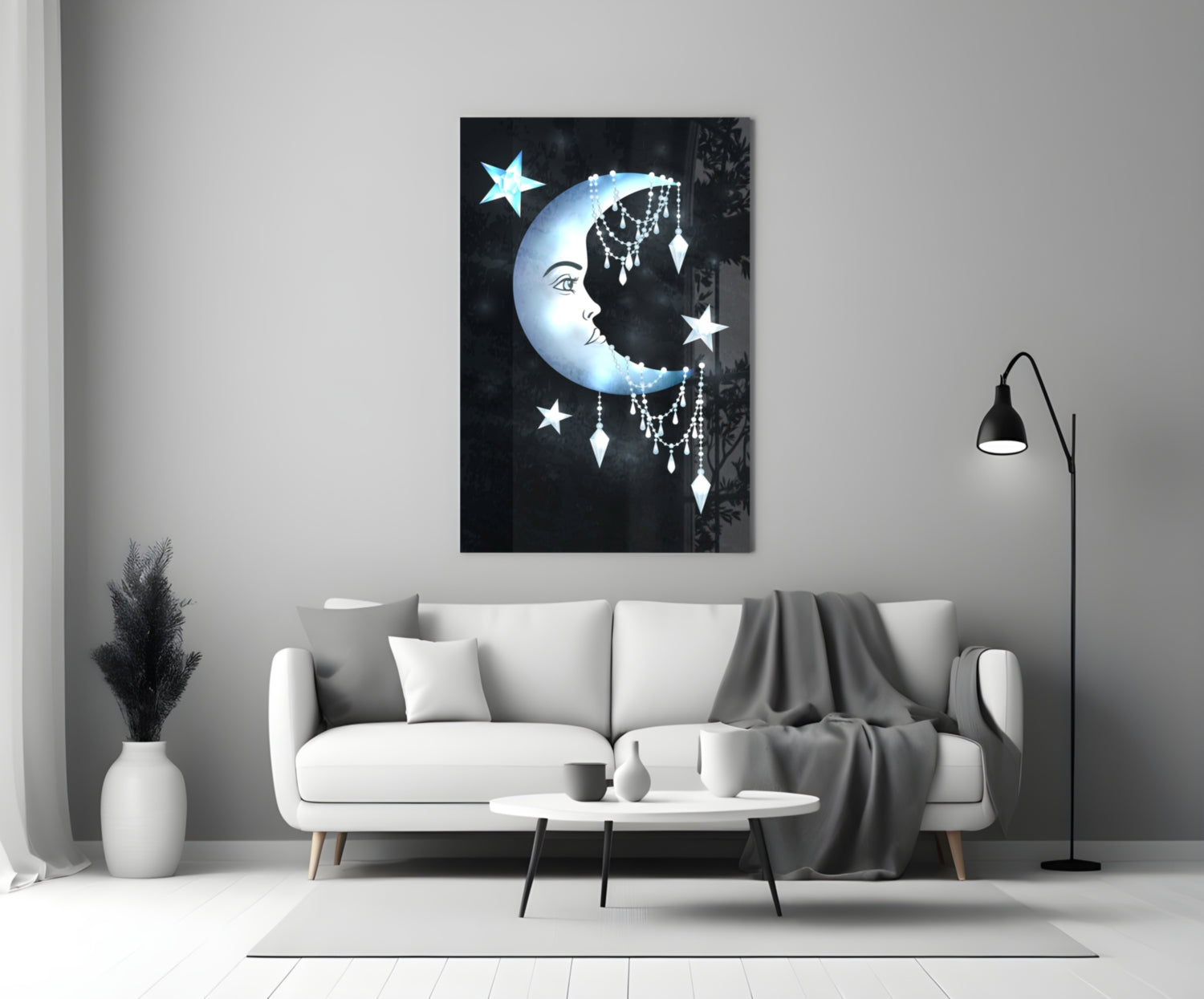 Moon Star Glass Wall Art.