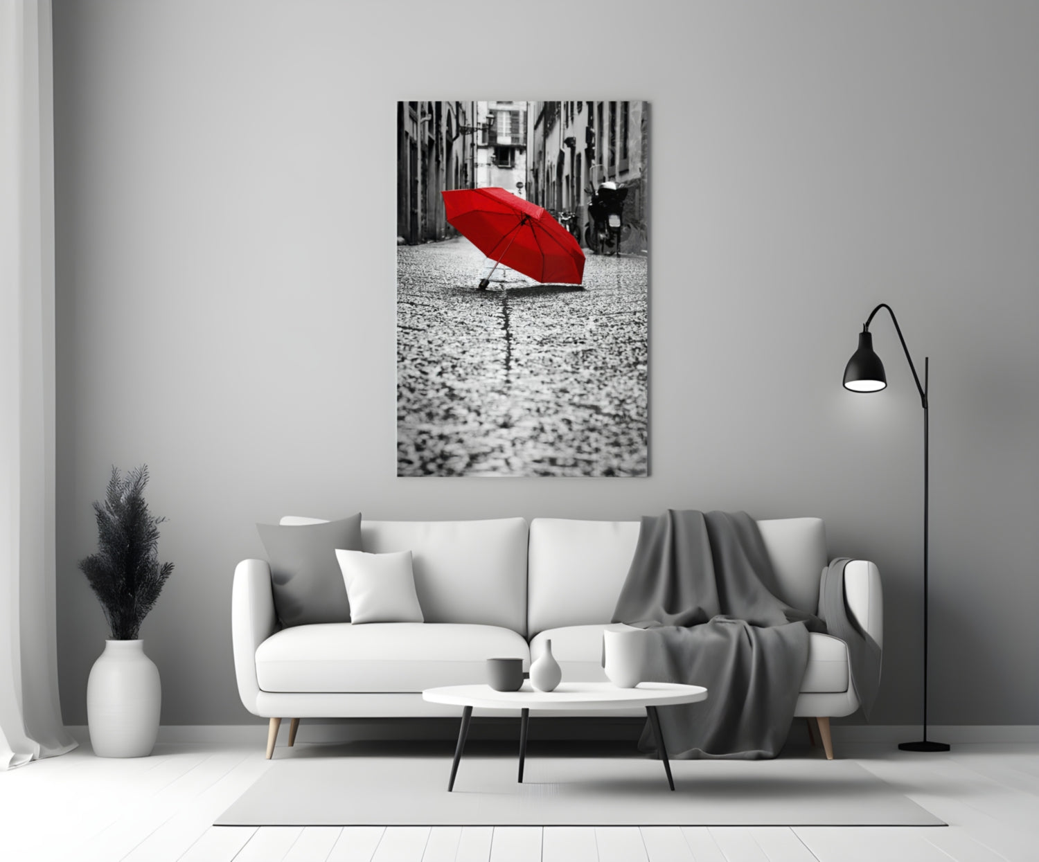 Red Umbrella Glass Wall Art.