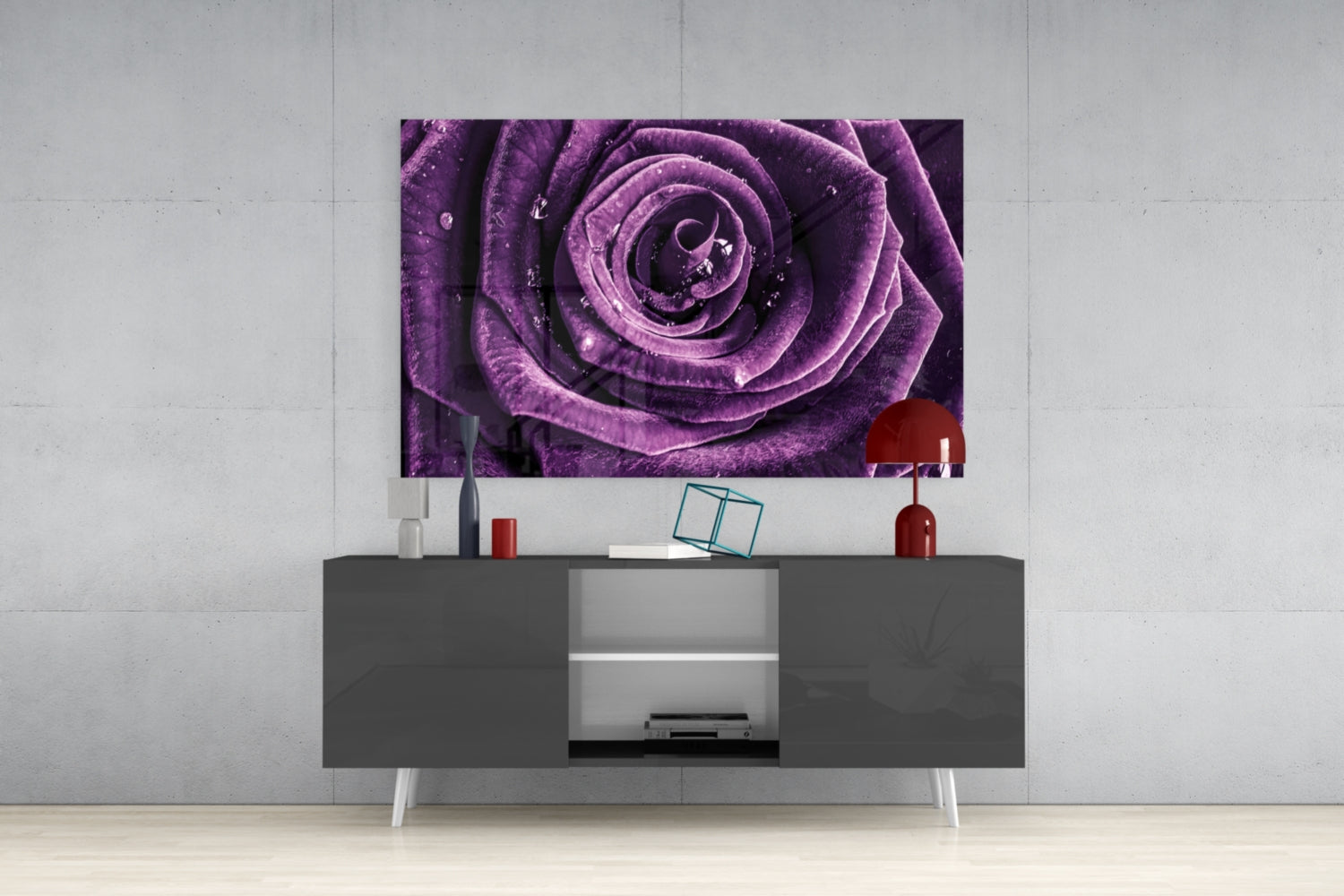 Purple Rose Glass Wall Art.