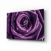 Macro-floral panel bringing romantic drama to a contemporary bedroom
