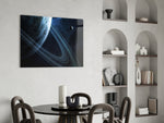 Ringed Saturn glass print enhancing a study with cinematic drama