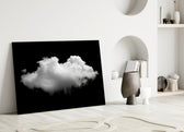 Solo Cloud glass wall art styled above a credenza in a master bedroom