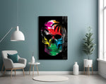 Rainbow Skull panel adding editorial mood to a gaming room