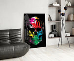 Rainbow Skull glass print enhancing a teen room with cinematic drama