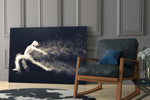 Particle Dance artwork anchoring a wall with moody dance palette