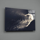 Spirit Leap close-up showing dancer arching mid-leap into particle trail