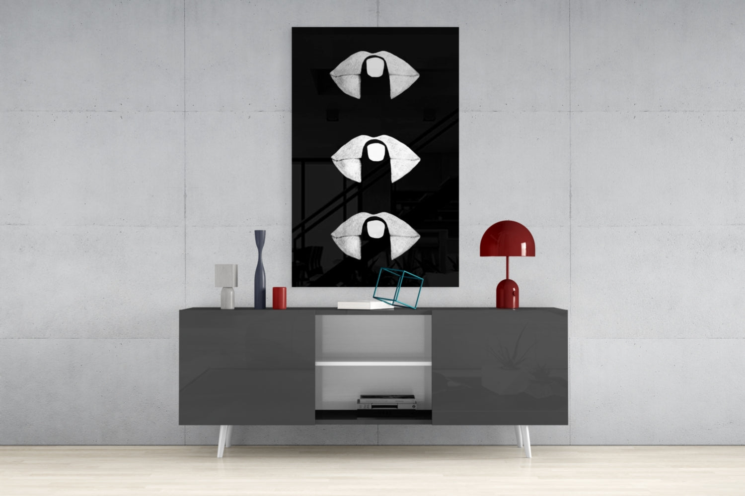 Lips Glass Wall Art.