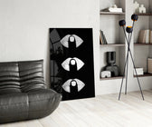 Silver Lip Stack glass print enhancing a powder room with cinematic drama