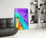 Rainbow Cascade glass print enhancing a creative office with editorial drama