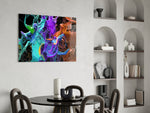 Liquid Splash glass print enhancing a gaming room with cinematic drama