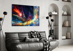 Cosmic Aurora panel adding editorial mood to a living room