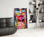 Bubblegum Pop glass print enhancing a gaming room with cinematic drama
