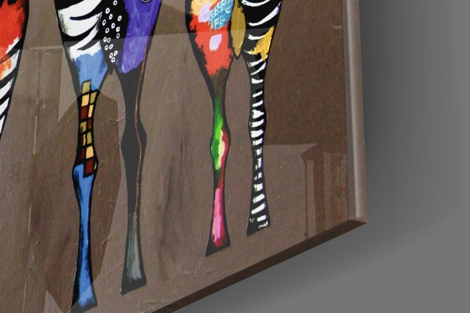 Colorful Zebras Glass Wall Art.