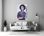 Leia Pop glass wall art styled above a sofa in a teen room