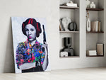 Leia Pop artwork anchoring a wall with bold cinema palette