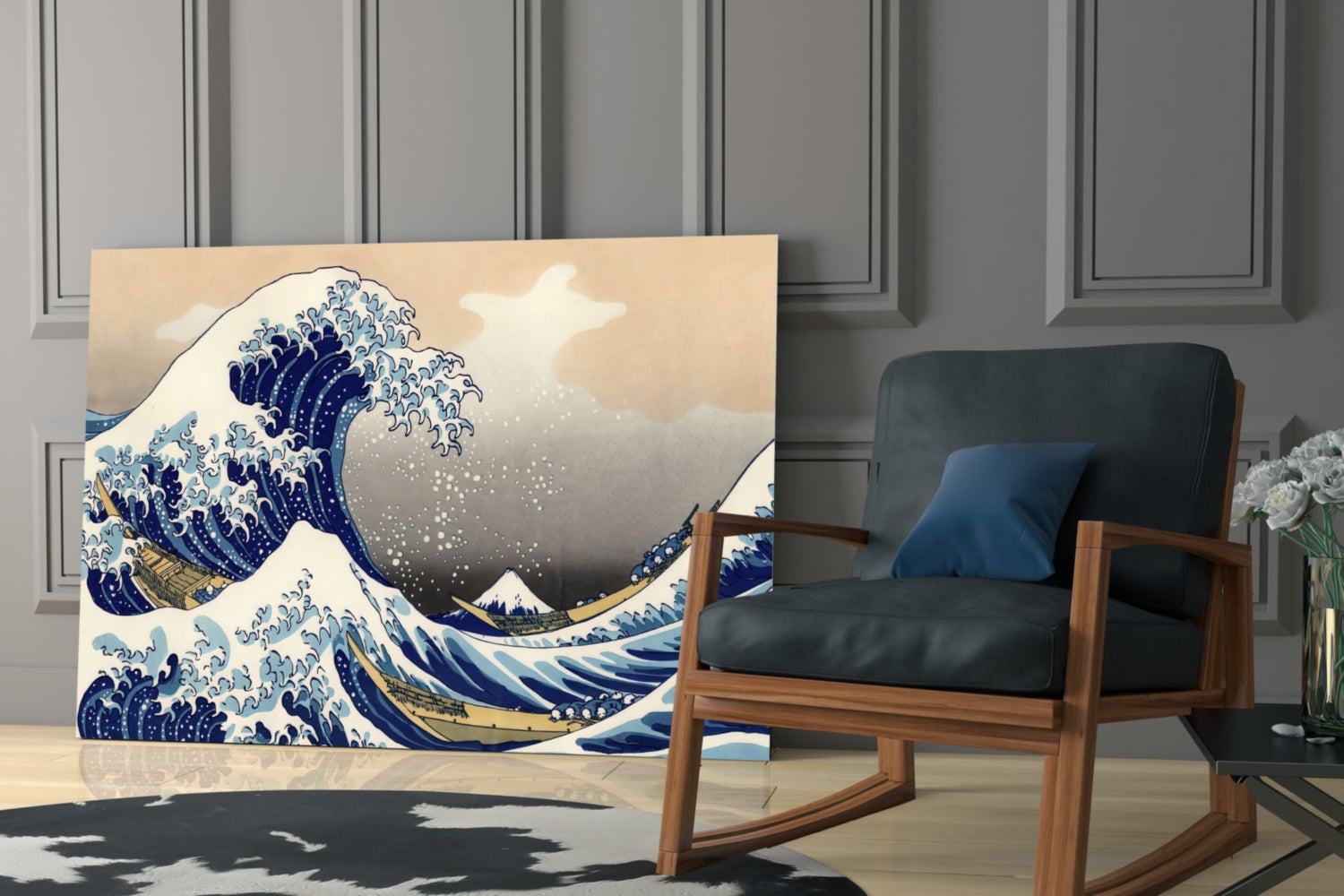 Kanagawa Oki Nami Ura Great Wave Glass Wall Art.