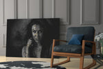 Tattooed Muse artwork anchoring a wall with moody baroque palette