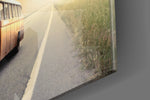 Caravan Sunset panel catching window light to reveal its tactile patina
