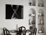Hourglass Time glass print enhancing a hallway with cinematic drama