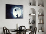 Moon Dreamer glass print enhancing a study with cinematic drama