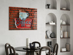 Diner Sign glass print enhancing a dining room with cinematic drama