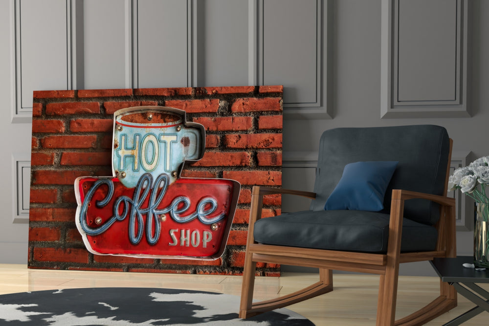 Diner Sign artwork anchoring a wall with nostalgic diner palette